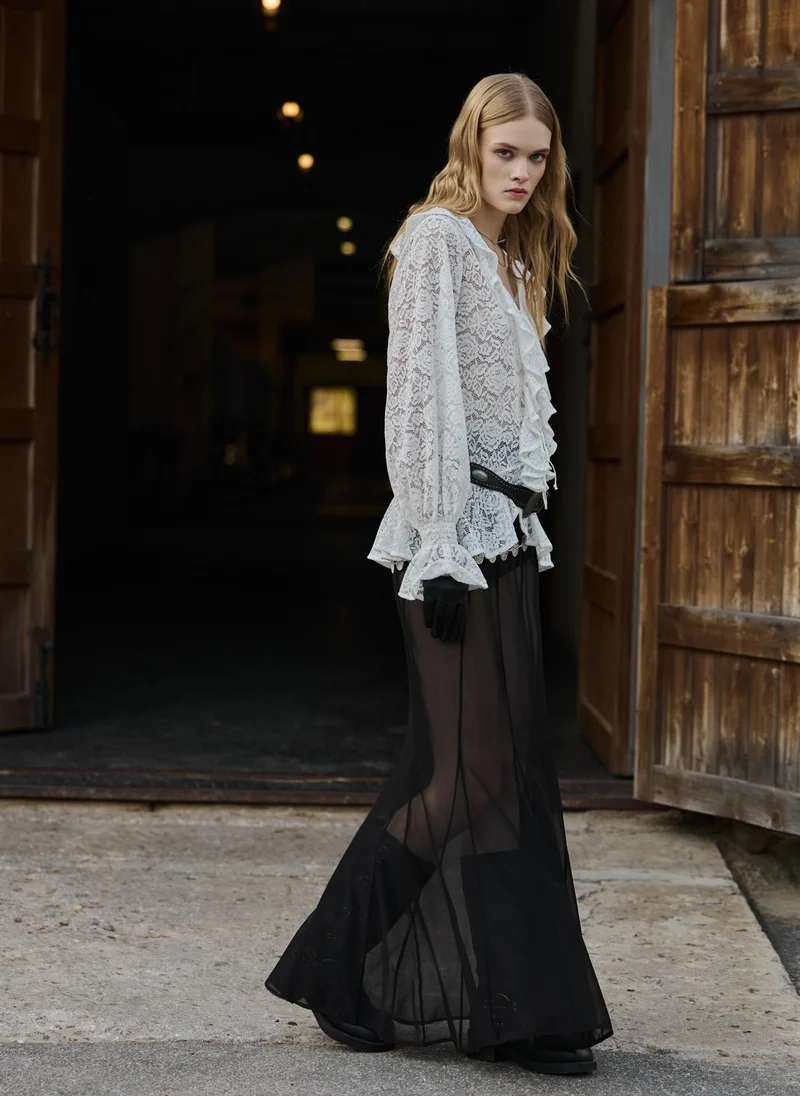 Lichi Semi-transparent maxi skirt