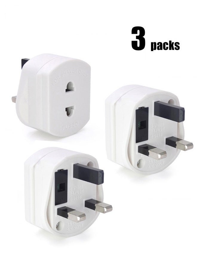 HOMESTAR UK Universal Travel Adapter Plug Converter,US/Europe/India/Italy/Switzerland to UK 2-Pin to 3-Pin Socket Adapter with 1.6A Fuse for Shaver Toothbrush,250W CE Wall Charger with Protection Door,White  - Image 1