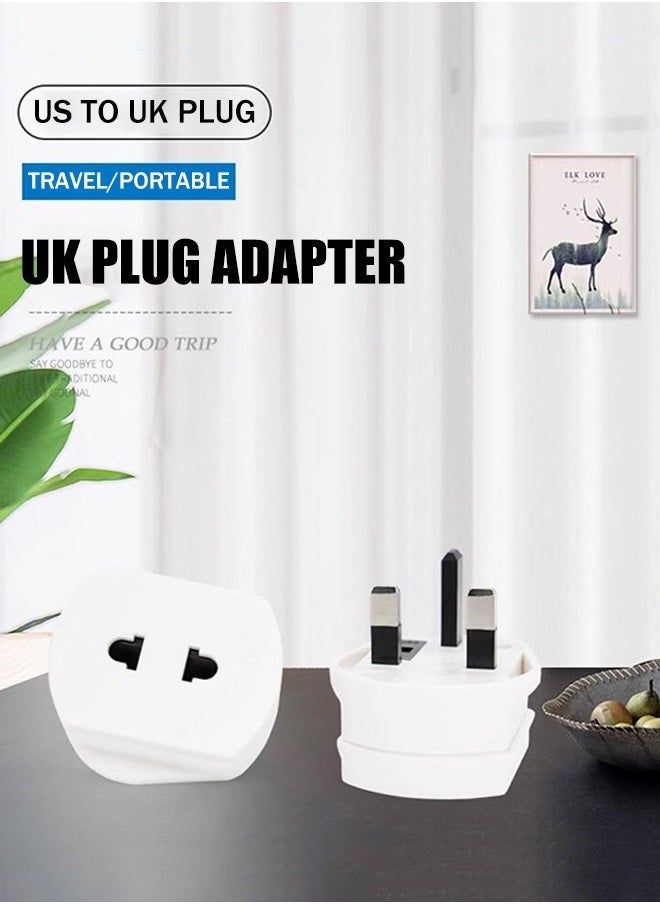 HOMESTAR UK Universal Travel Adapter Plug Converter,US/Europe/India/Italy/Switzerland to UK 2-Pin to 3-Pin Socket Adapter with 1.6A Fuse for Shaver Toothbrush,250W CE Wall Charger with Protection Door,White  - Image 2