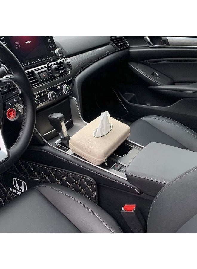 jaexest Car Tissue Holder for Sun Visor, Beige Napkin  Holder for Vehicle, Universal Fit Auto Accessories for Front Seat & Back Seat Storage, Interior Organizer for Tissues & Wipes - Image 4