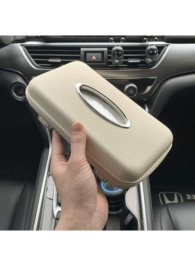 jaexest Car Tissue Holder for Sun Visor, Beige Napkin  Holder for Vehicle, Universal Fit Auto Accessories for Front Seat & Back Seat Storage, Interior Organizer for Tissues & Wipes - Image 5