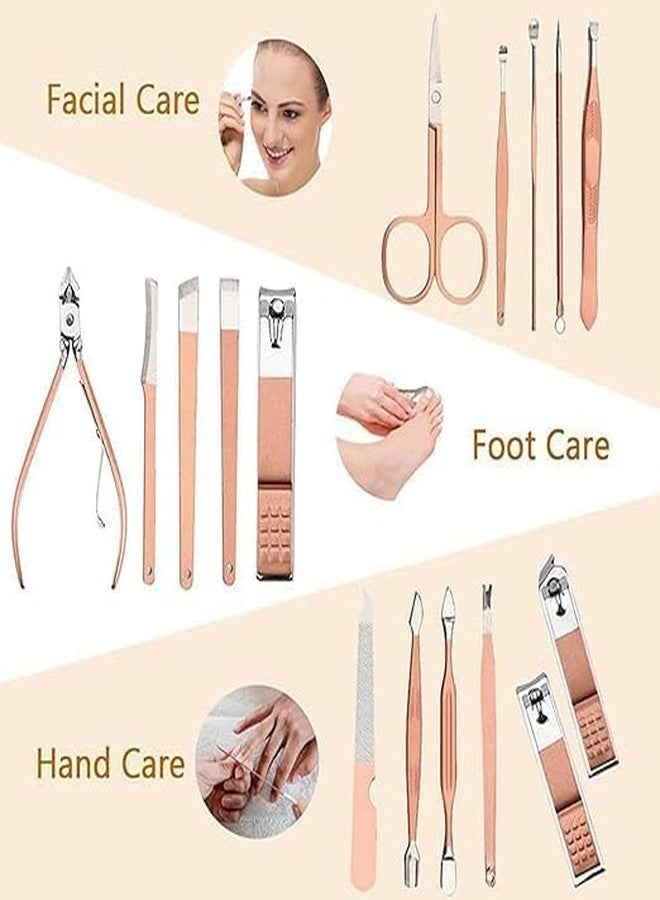 Cookety Manicure Set Nail Clippers, Stainless Steel Nail Scissors Grooming Kit, Acne needle, Blackhead Tool Leather Travel Case | Falial Care, Hand Care, Foot Care (BLUE) (16 PCS) - Image 3