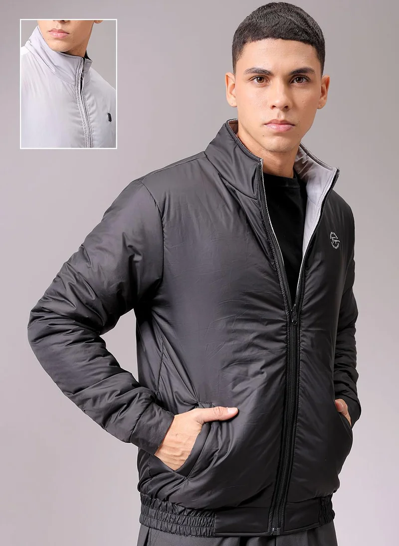 ذا انديان كراج كو Men Slim Fit Solid Reversible Puffer Jackets