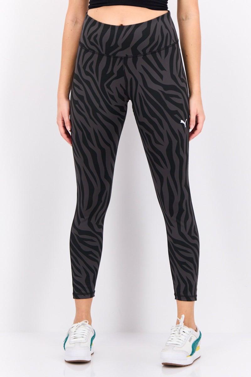 PUMA Women Sportswear Fit 7/8 Pull On Training Leggings, Black/Grey - Image 1