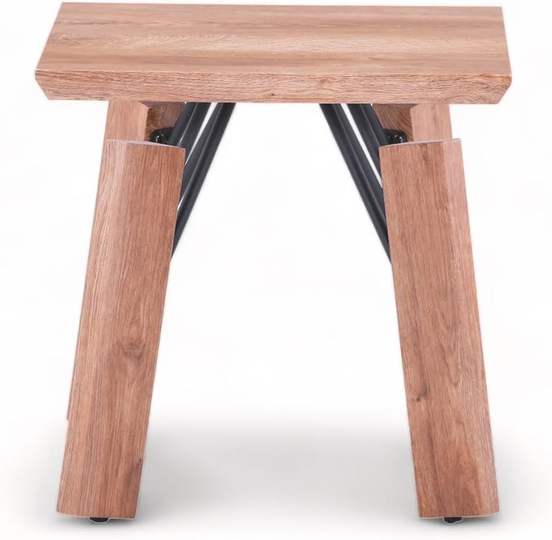 Home Canvas طاولة جانبية خشبية طبيعية من HC Home Canvas مع إطار حديدي - Image 2