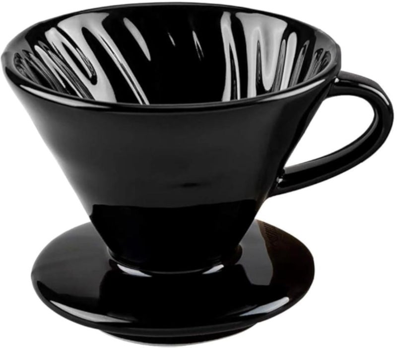 Pour Over Coffee Dripper Ceramic Coffee Dripper: Aukomer Reusable Pour Over Cone Maker-Collapsible Coffee Dripper Coffee Filter Cup- Slow Brewing Accessories for Home Office Camping (1-4 Cups Black)