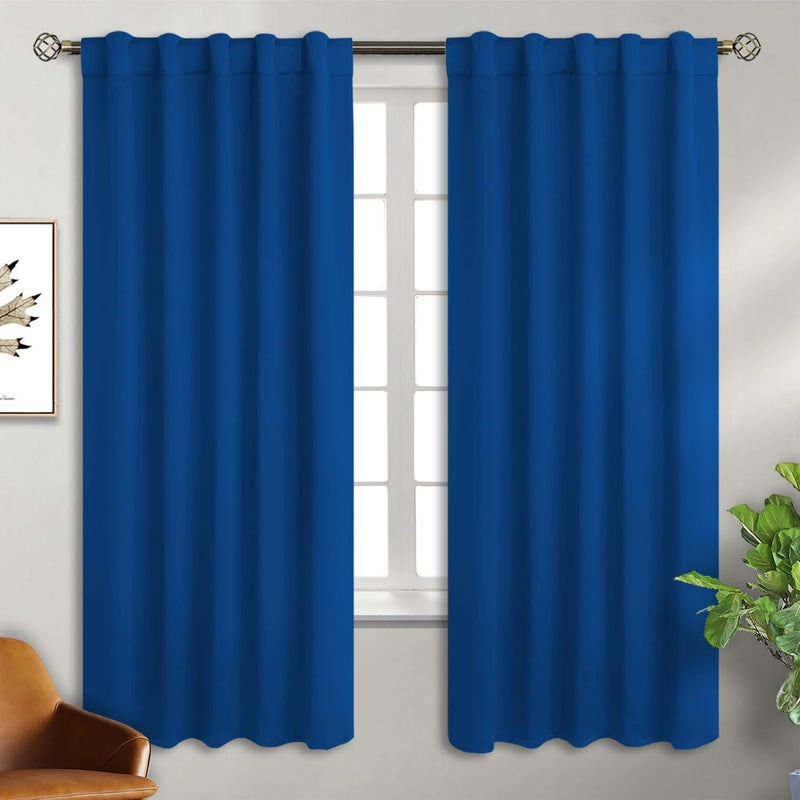 BGment Rod Pocket and Back Tab Blackout Curtains for Bedroom - Thermal Insulated Room Darkening Curtains for Living Room  2 Window Curtain Panels (42 x 72 Inch  Classic Blue) - Image 1