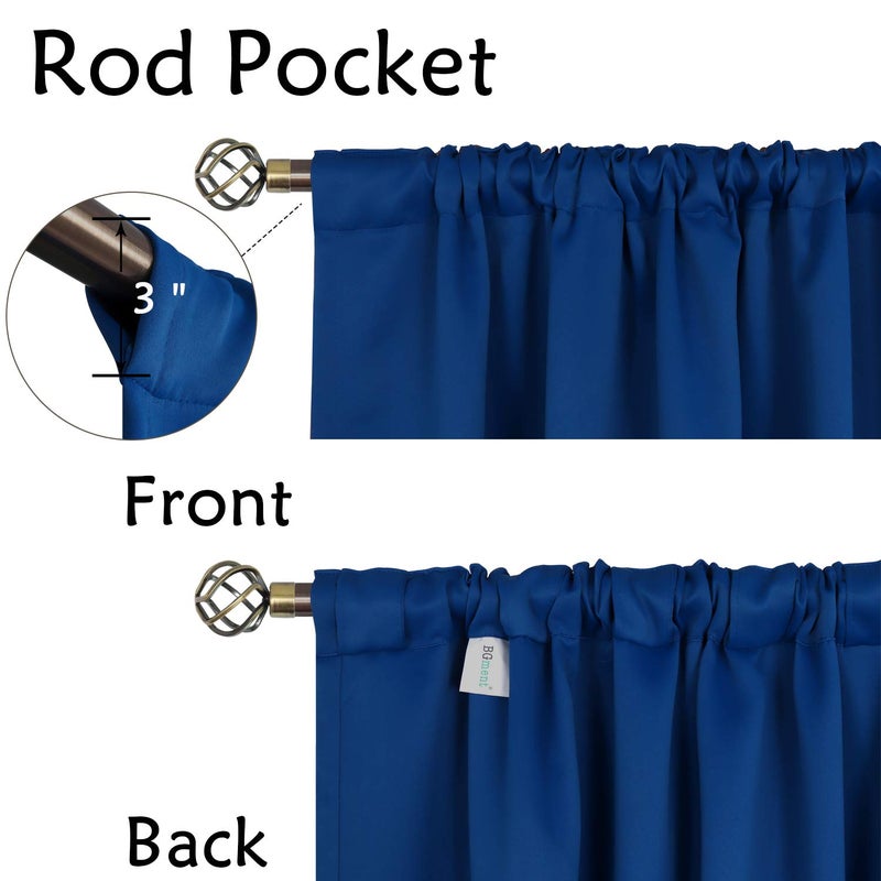 BGment Rod Pocket and Back Tab Blackout Curtains for Bedroom - Thermal Insulated Room Darkening Curtains for Living Room  2 Window Curtain Panels (42 x 72 Inch  Classic Blue) - Image 2