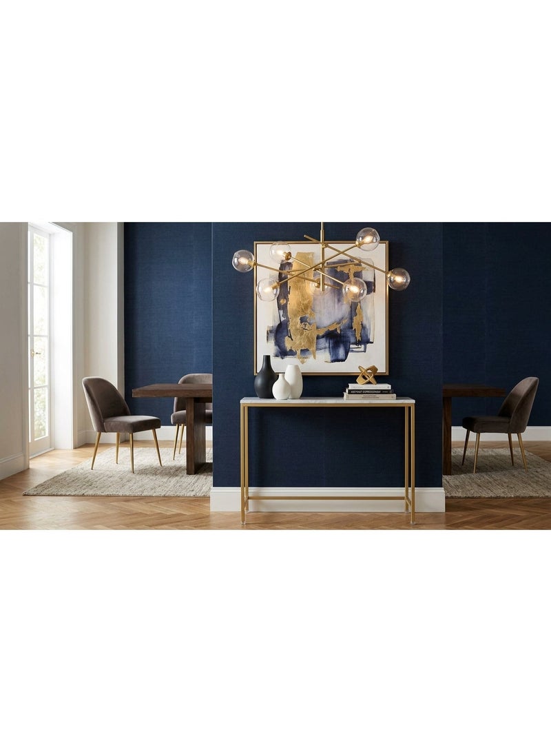 Wonder Store Modern 2-Tier Gold Console Table with Faux Marble MDF Top - Slim Double-Layer Entryway Table & Hallway Accent Furniture, Space-Saving Metal Frame Display, Stand for Living Room & Office - Image 2