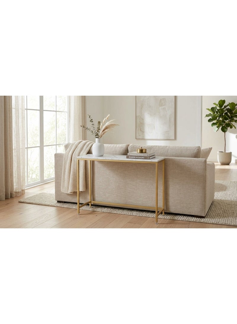 Wonder Store Modern 2-Tier Gold Console Table with Faux Marble MDF Top - Slim Double-Layer Entryway Table & Hallway Accent Furniture, Space-Saving Metal Frame Display, Stand for Living Room & Office - Image 5