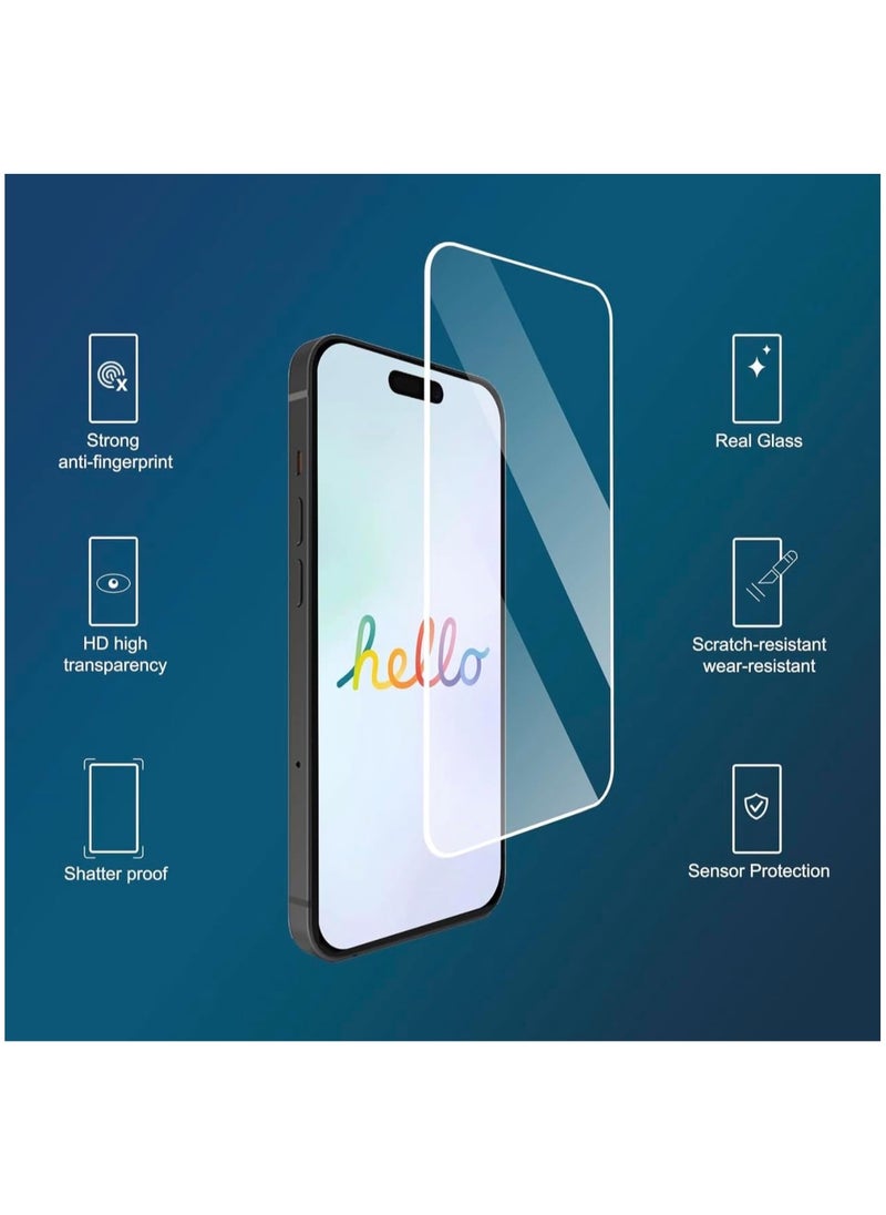 Arify-Tech Full Coverage Screen Protector for iPhone 15 Pro 6.1-Inch, 9H Tempered Glass Film Case-Friendly, HD Clear, 3-Pack  - Image 3