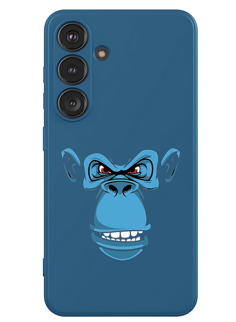 Theodor Protective Slim Fit Case Liquid Silicone Cover with Full Body Protection Anti-Scratch Shockproof Case For Samsung Galaxy S25 Plus (Blue) - Blue monkey face - Image 1