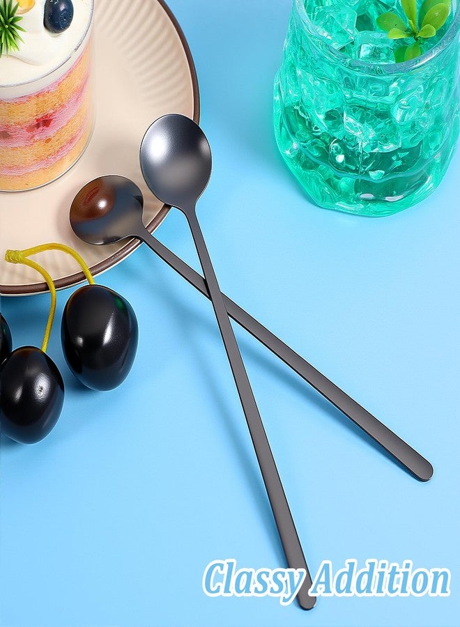 ValueBargain 6Pcs Small Espresso Spoons, 6.7 Inch Matte Stain Black Coffee Spoons, Long Handle Ideal for Espresso, Stainless Steel Iced Tea & Dessert Stirring Spoon, Coffee Bar Accessories - Image 4