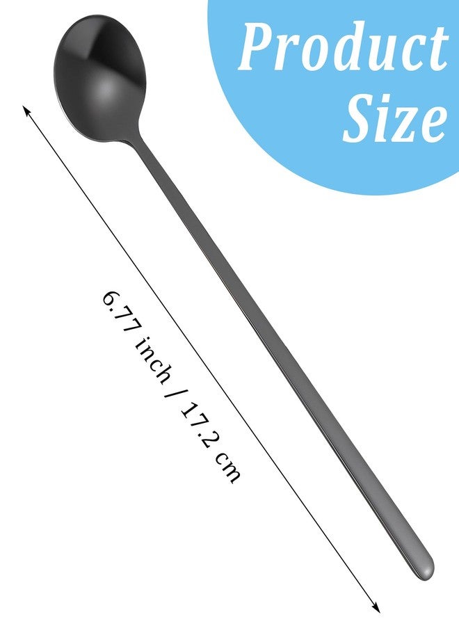 ValueBargain 6Pcs Small Espresso Spoons, 6.7 Inch Matte Stain Black Coffee Spoons, Long Handle Ideal for Espresso, Stainless Steel Iced Tea & Dessert Stirring Spoon, Coffee Bar Accessories - Image 2