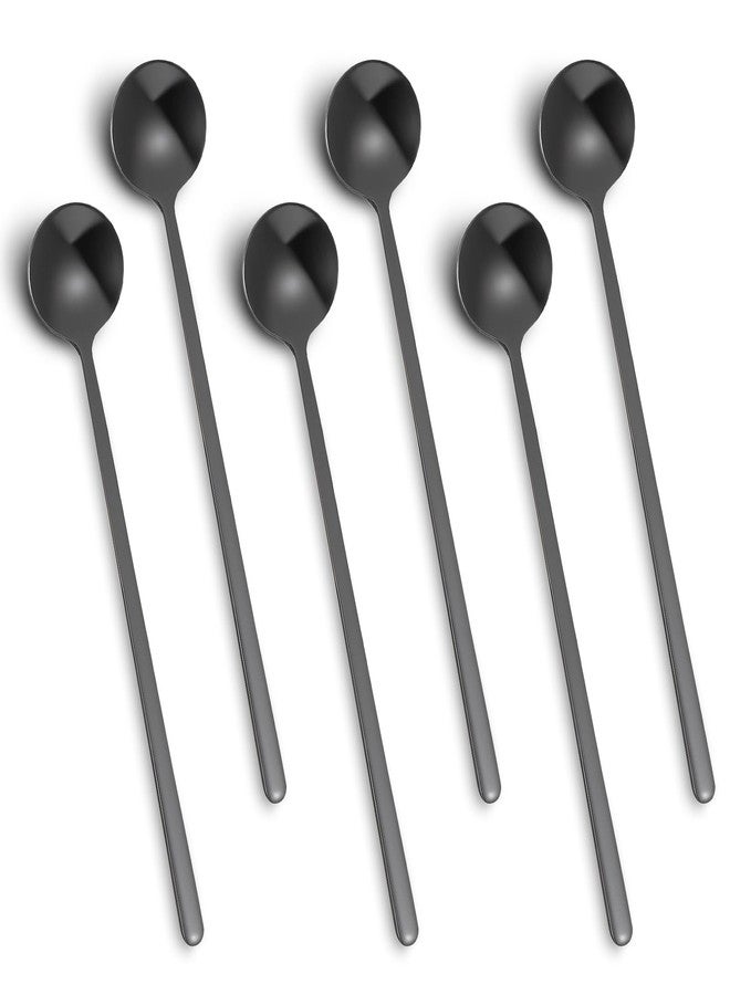 ValueBargain 6Pcs Small Espresso Spoons, 6.7 Inch Matte Stain Black Coffee Spoons, Long Handle Ideal for Espresso, Stainless Steel Iced Tea & Dessert Stirring Spoon, Coffee Bar Accessories - Image 1