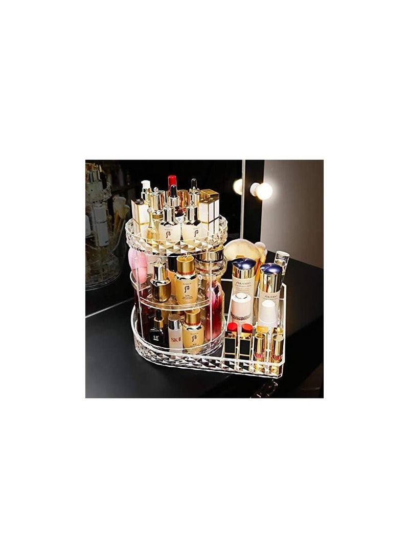 Spaceshoop Rotating Makeup Organizer Station Nail Bar  360 Degree Rotating Adjustable Carousel with Large Tray Box for Lipsticks Cosmetics Skincare Great for Vanity Bathroom Bedroom - Image 5