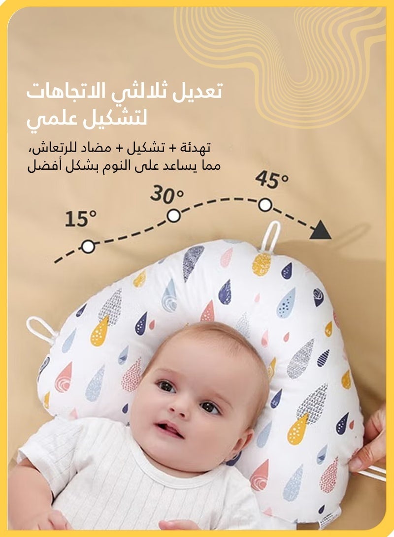 Adjustable Baby Head Shaping Pillow, Soft, Ergonomic Neck u0026 Body Support Pillow for Infants, Anti-Startle, Portable u0026 Washable - Image 3