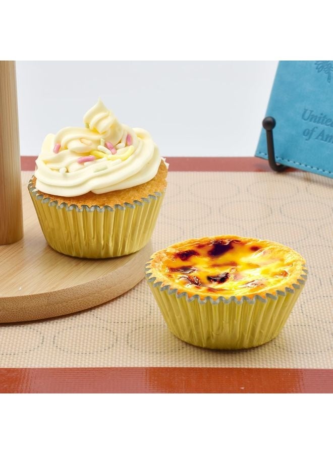 هومستر 200 قطعة غولد فويل كيك بطانة كؤوس الخبز العادية حقائب الكعك الورقية - Image 2