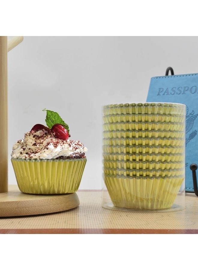 هومستر 200 قطعة غولد فويل كيك بطانة كؤوس الخبز العادية حقائب الكعك الورقية - Image 4