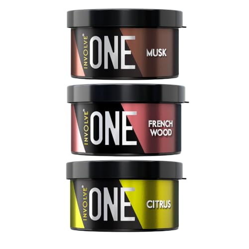 Involve your senses Involve One Fiber Car Perfume Combo - Pack of 3 - Musk, Citrus & Frenchwood - Car Air Freshener | Car accessories - Image 1