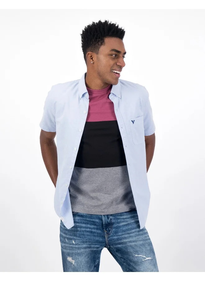 American Eagle AE Classic Fit Oxford Short-Sleeve Button-Up Shirt
