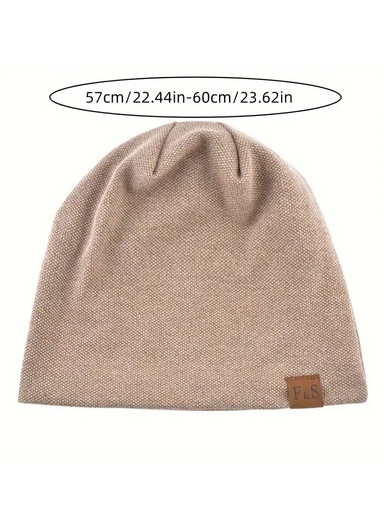 أف آند أس قبعة بيني دافئة من قطعة واحدة للرجال والنساء، قبعات شتوية محبوكة، قبعة بيني طويلة وكبيرة الحجم، قبعة جمجمة مرنة ناعمة للربيع والخريف، قبعات دافئة يومية خارجية - Image 2