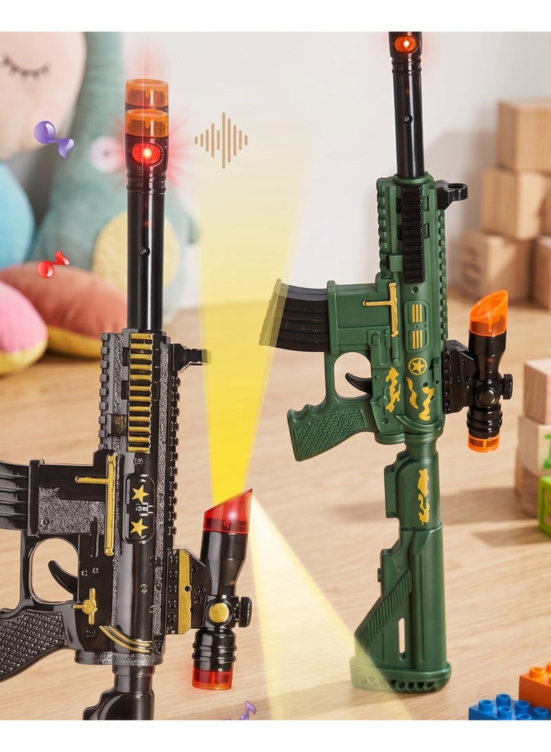 Aspire Books بندقية M416 الكهربائية للأطفال – صوت بصري وLED، عرض صورة مدمج، اهتزاز ارتدادي، بندقية تكتيكية بطول 33 سم مع منظار وتفاصيل ذهبية - Image 4