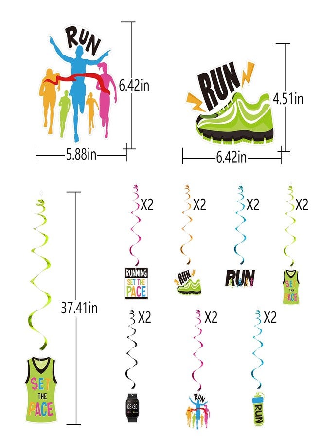 FOZEE Runner Marathon Hanging Swirls, Running Celling Decoration, Marathon Party Hanging Decor, Running Themed Birthday Party Decoartions, 14PCS - Image 2