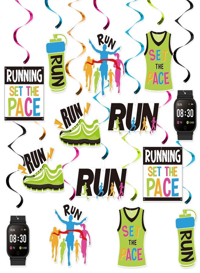 FOZEE Runner Marathon Hanging Swirls, Running Celling Decoration, Marathon Party Hanging Decor, Running Themed Birthday Party Decoartions, 14PCS - Image 1