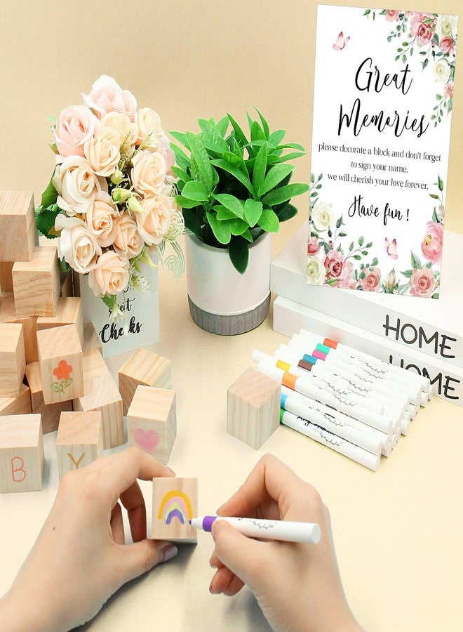 ZCPTZ 97 Pcs Flower Baby Shower Games Sign Kit, Flower Theme Party Decoration, Including Game Sign DIY Blank Wooden Block Painting Pen to Draw Your Idea for Flower Baby Shower Party Game Gender Reveal Party - Image 4
