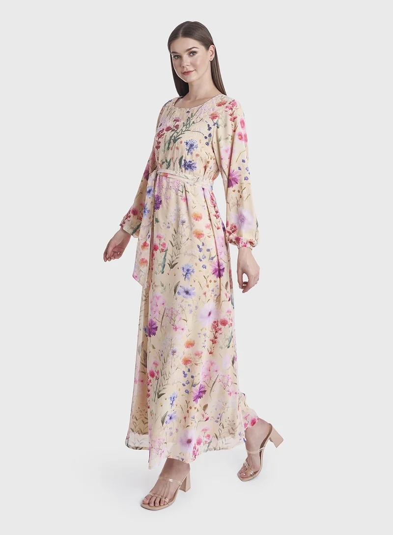 KASHKHA Floral Belted Dress
