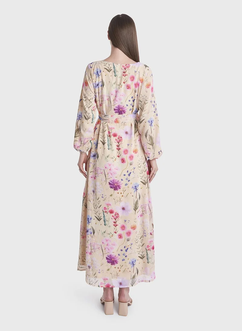 KASHKHA Floral Belted Dress