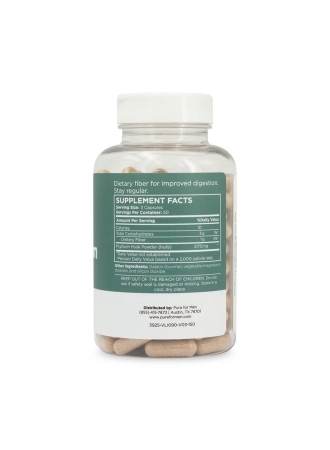 PURE FOR MEN Daily Psyllium Husk Fiber Supplement by Pure for Men & Pure for Her | Digestive Regularity & Gut Health Support | Soluble Fiber Powder, 2,175mg Per Serving | 150 Capsules - Image 2