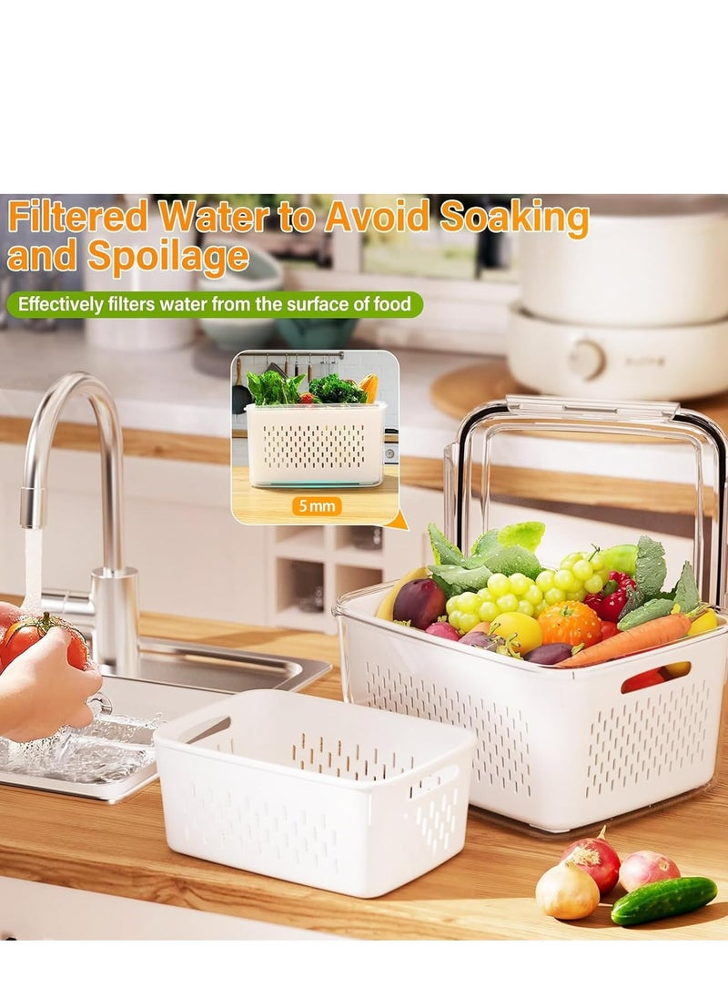Raxoom 5Pcs Fridge Organizers and Storage with Removable Draining Colanders and Lid,Leakproof Fridge Organizer for Fruit Storage Containers,Food Vegetables Salad Berry Lettuce Meat Keeper Fresh  - Image 2