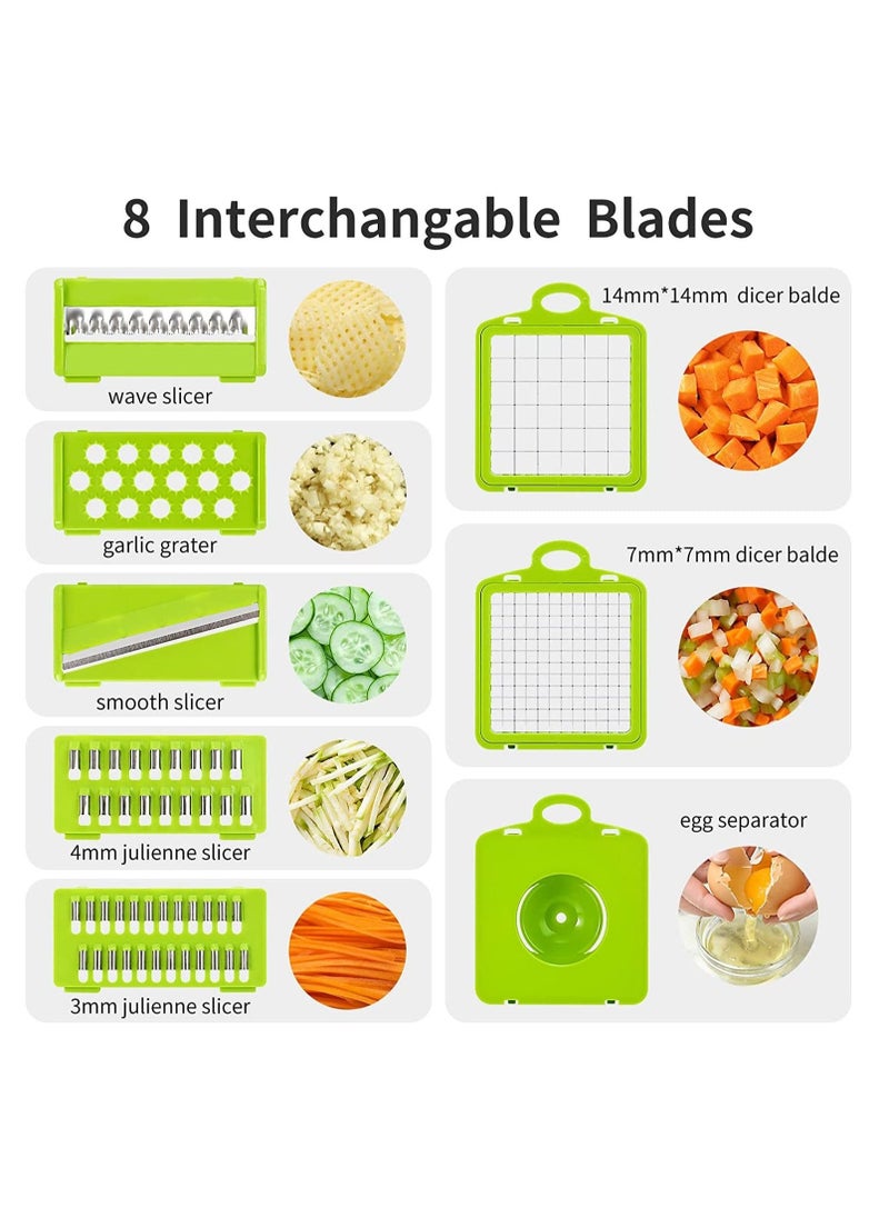 Vegetable Chopper,Multifunctional 13-in-1 Food Choppers Onion Chopper Vegetable Slicer Cutter Dicer Veggie chopper with 8 Blades,Colander Basket,Container for Salad Potato Carrot Garlic - Image 2
