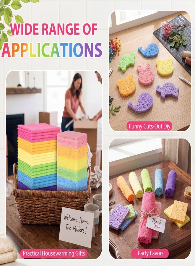 Yiyiring 48 Pcs Kitchen Sponges and Microfiber Cleaning Cloth Set 24 Non-Scratch Compressed Cellulose Sponge 24 Absorbent Microfiber Dish Rag Reusable Multicolored Wash Supplies for Home Kitchen Car - Image 3