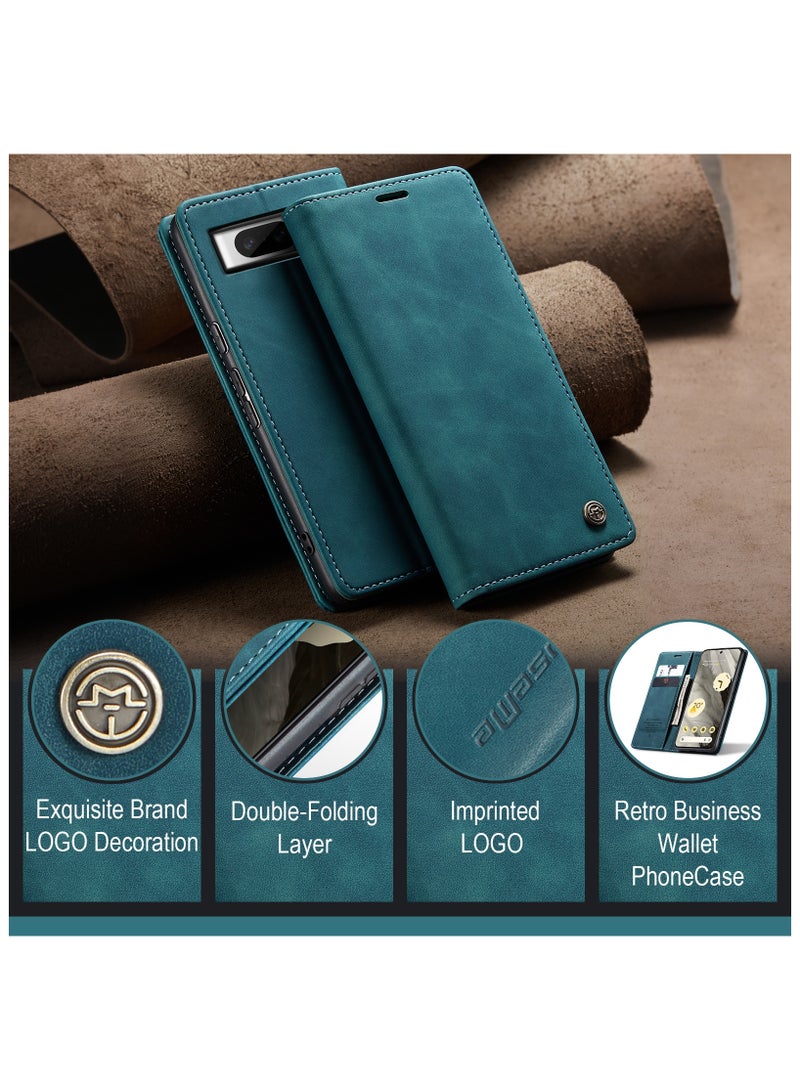 CaseMe Google Pixel 7 Case Wallet, for Google Pixel 7 Wallet Case Book Folding Flip Folio Case with Magnetic Kickstand Card Slots Protective Cover - Green - Image 3