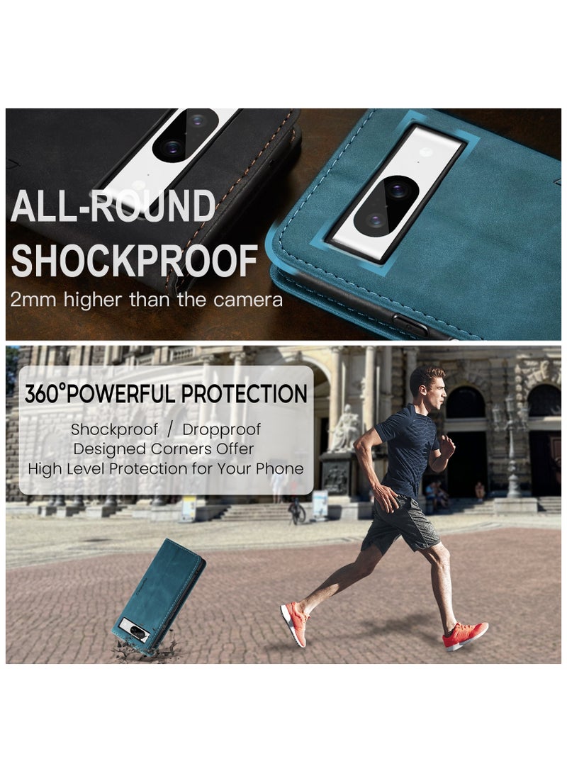 CaseMe Google Pixel 7 Case Wallet, for Google Pixel 7 Wallet Case Book Folding Flip Folio Case with Magnetic Kickstand Card Slots Protective Cover - Green - Image 5