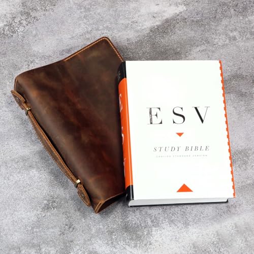 D&M leather studio ESV Study Bible Cover – Full Grain Leather Bible Case with Handle, Handmade Vintage Protector for ESV Study Bible Only - Image 2