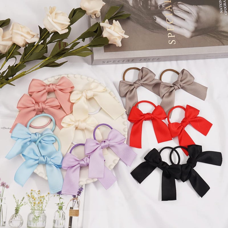 Ayesha Hair Accessories Ribbon Bows Hair Ties Rubber Bands Pigtail Ponytail Bows for Girls 14pcs - Image 5