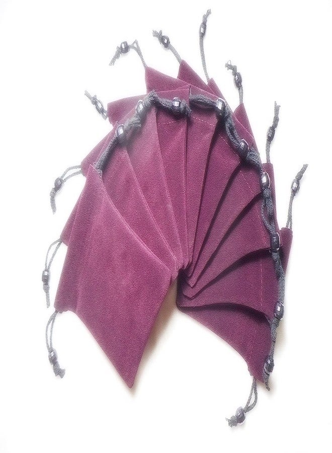 TRUE WINGS Velvet Potli Bags for Gifting| Small Drawstring Jewellery Pouch | Velvet Gift Bags for Wedding Return Gifts Women Traditional Function Décor (Wine, pack of 10) - Image 2