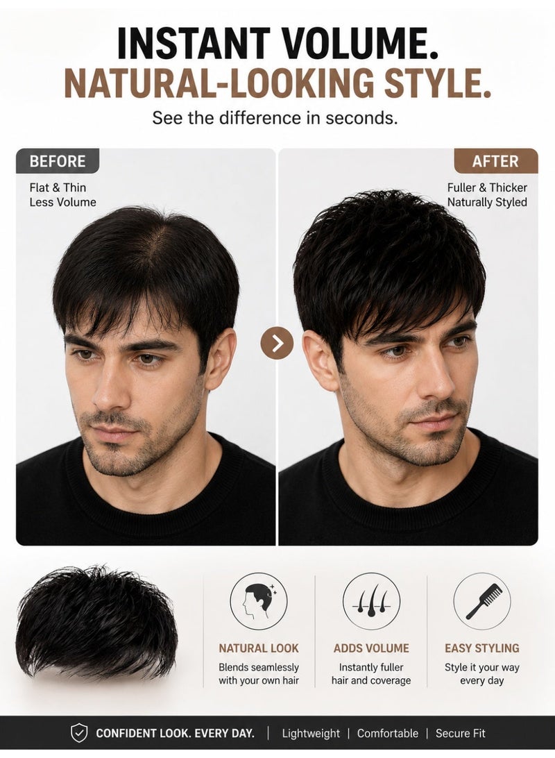 Verdant Reverie Men's Realistic Adhering Hair System，Men's real hair wigs, hair extensions, hairpieces, adhesive clips - Image 3