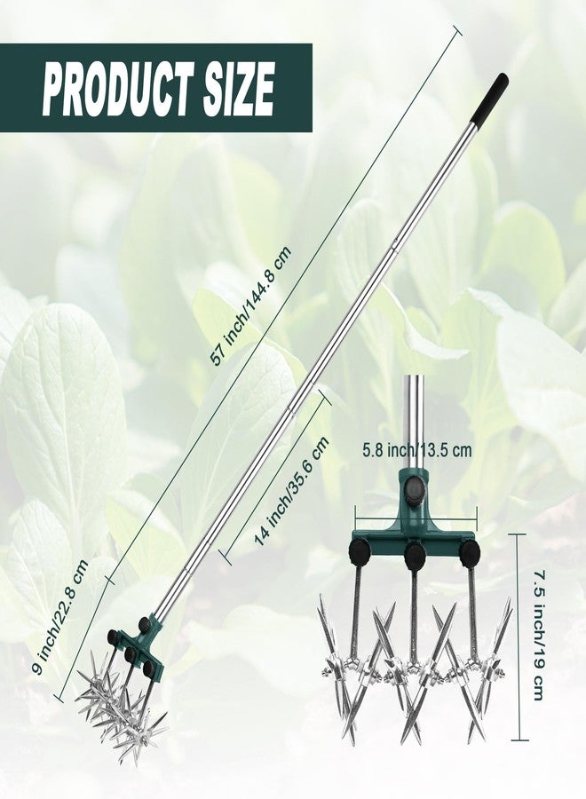 BARAYSTUS Rotary Cultivator Garden Rotary Tiller Adjustable Stainless Steel Poles Hand Tiller for Soil Mixing or Reseeding Grass Lawn Tiller Total Length 57 Inch - Image 2