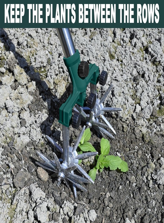 BARAYSTUS Rotary Cultivator Garden Rotary Tiller Adjustable Stainless Steel Poles Hand Tiller for Soil Mixing or Reseeding Grass Lawn Tiller Total Length 57 Inch - Image 4