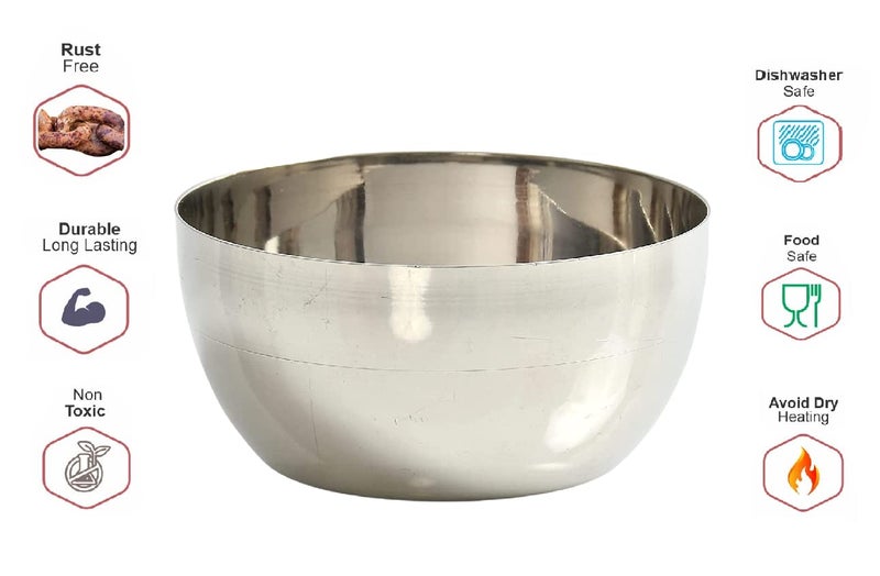 GALOOF Stainless Steel Heavy Gauge Katori Set Of 6 | Dal Vati Veg Bowl Set For Dining And Serving | Wati Vatki Designer Dining Bowl Set (Set Of 6), 0.25 liter - Image 5
