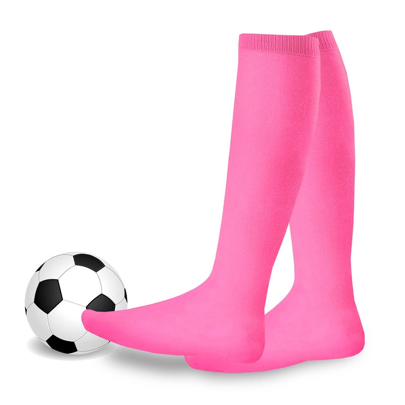 TeeHee Socks Breast Cancer Awareness Soccer Softball Baseball Team Sports Knee High Socks 3 Pairs Hot Pink Junior Sock Size 7-9 - Image 2