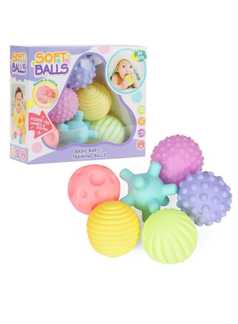 Soft Colorful Sensory Ball Toys for Baby 1 Month to 1 Year Olds for Brain Development Made of Soft Silicone Rubber (Multicolor), 6 Pieces  - Image 1