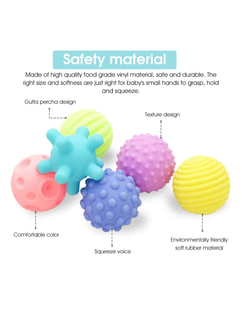 Soft Colorful Sensory Ball Toys for Baby 1 Month to 1 Year Olds for Brain Development Made of Soft Silicone Rubber (Multicolor), 6 Pieces  - Image 2