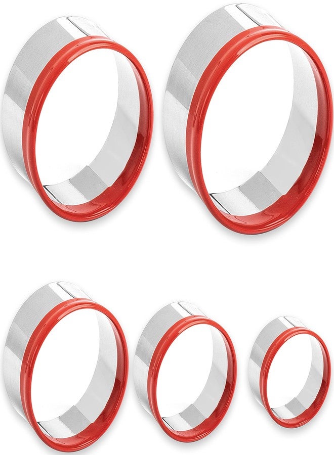 COOKIEQUE 5 Pcs Round Circle Cookie Cutters 1.9", 2.3", 2.7", 3.1", 3.5", 0.4MM Thickness Heavy Duty Food-Grade Stainless Steel, Biscuit Cutter, Mini Cookie Cutters, Unique Design with Protective Red Top PVC - Image 1