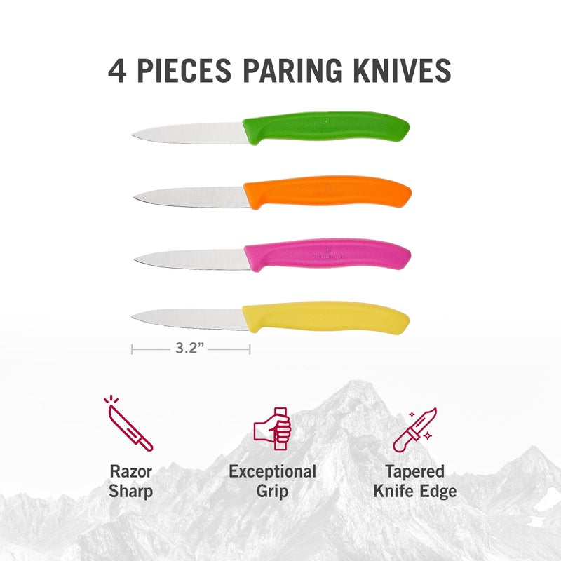 Victorinox Victorinox Swiss Classic Paring Knife Set - Superior Kitchen Knives for Cutting Fruit, Vegetables & More - Cooking Knives for Kitchen Accessories - Multicolored 4-Piece Set, Straight Edge, 3"  - Image 5